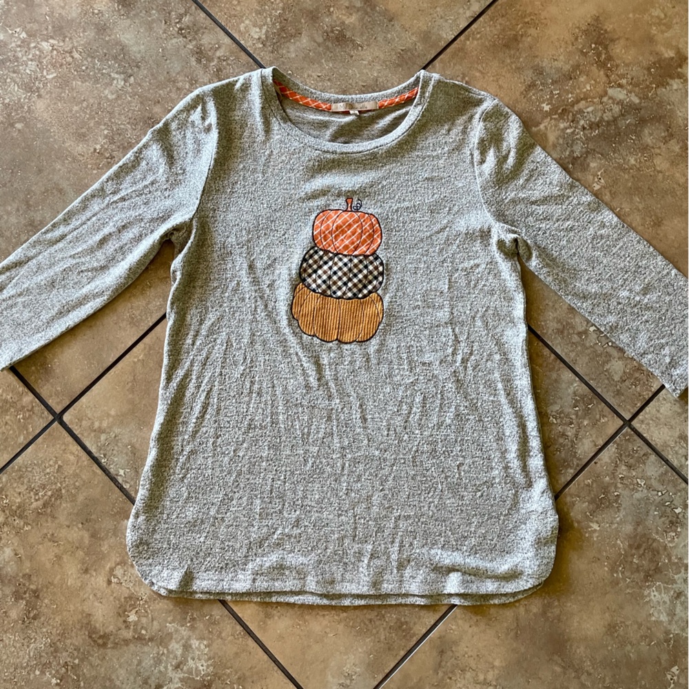 My Danielle Fall Pumpkin Stack Lounge Top - image 1
